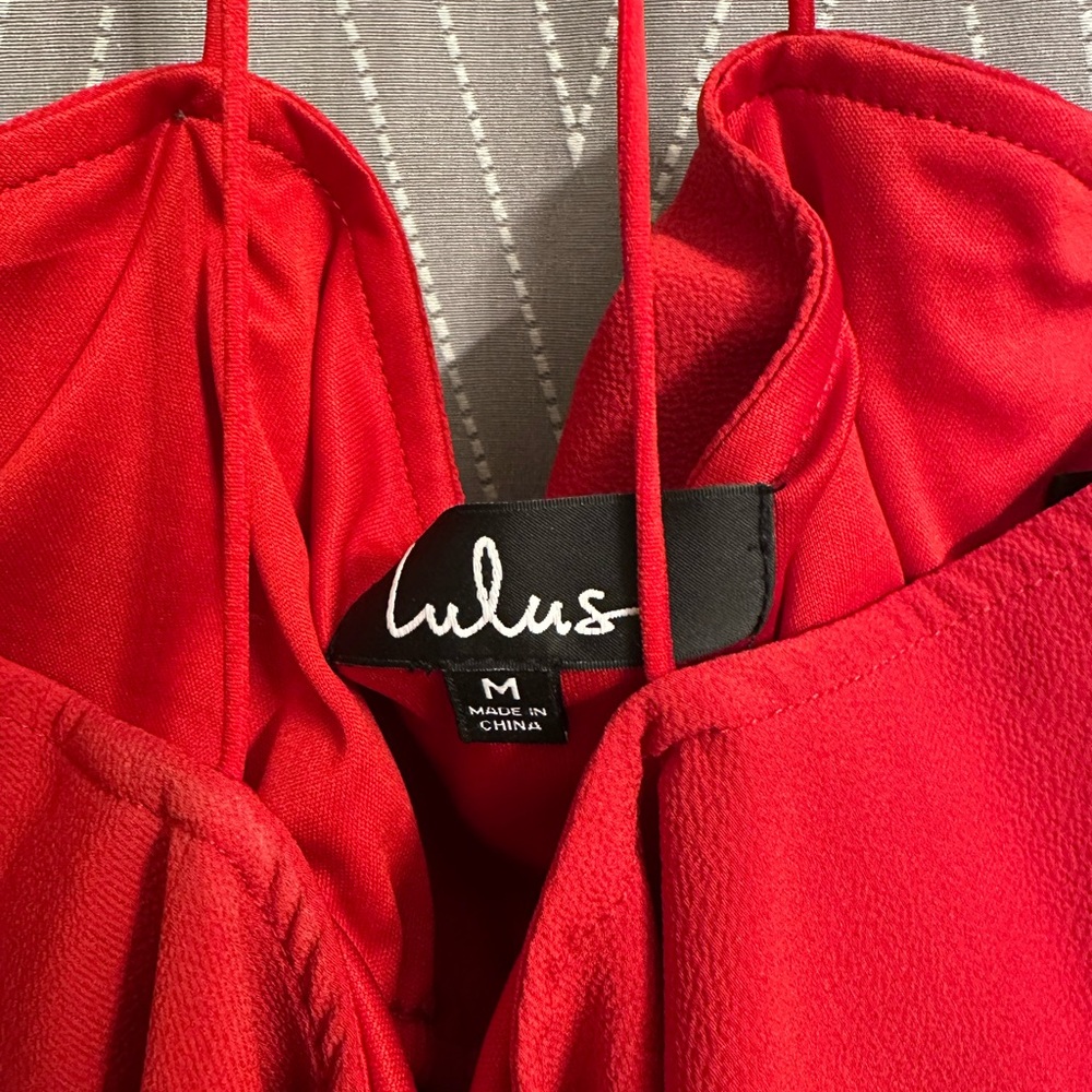 Lulus Red Ruffled Off-the-Shoulder Crop Top - Picture 4 of 4